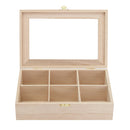 6 Compartments Wooden Tea Bag Box Kitchen Spice Display Storage Chest Essential Oil Container