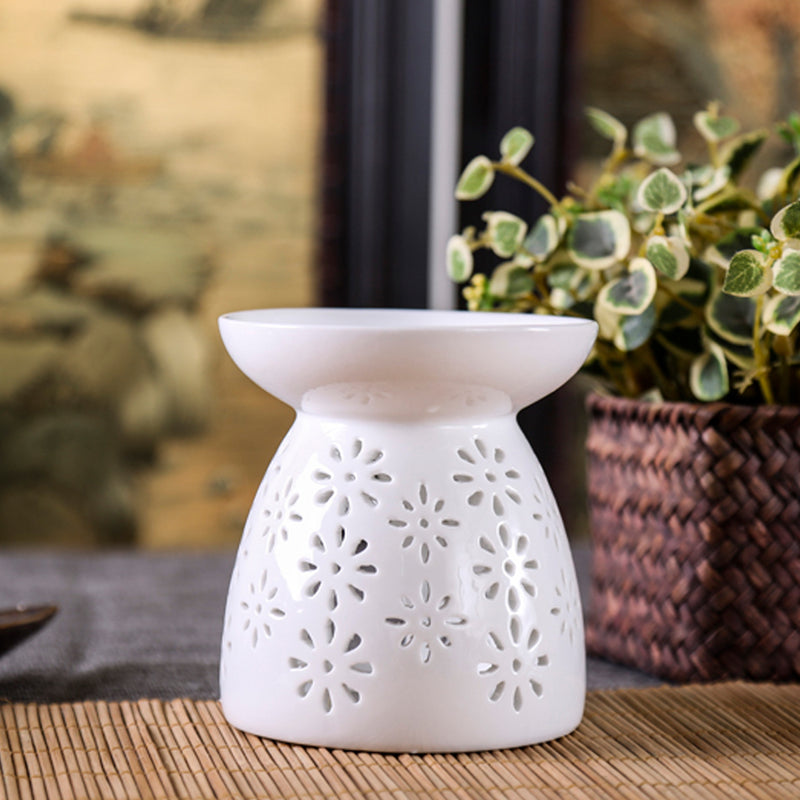 Ceramic Wax Melt Warmer/Oil Incense Burner Daisy Cut-Out Design Incense Holder