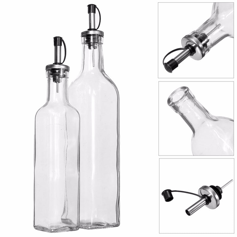 Oil Vinegar Glass Cruet Condiment Bottle Dressing Sauce Dispenser Beverage Dispenser 250/500ml