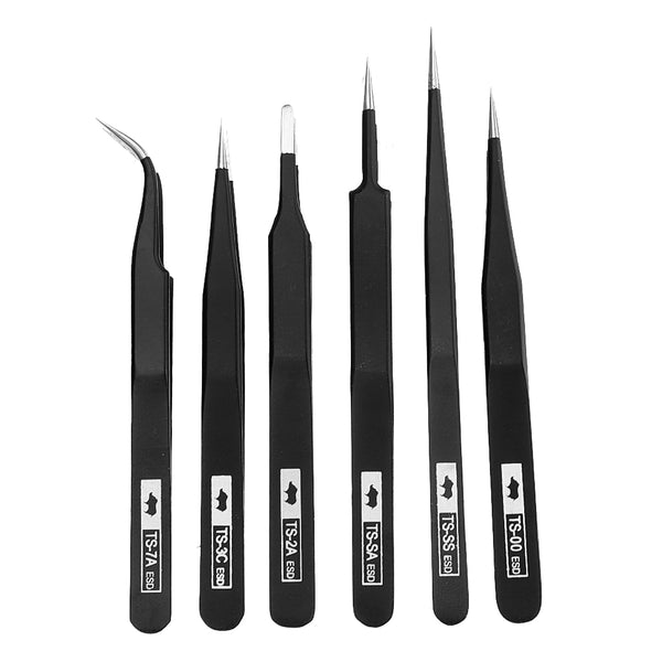 Anti-static ESD Stainless Steel Tweezer Maintenance Tools Industrial Precision Curved Straight Tweezers Repair Tools