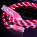 TOPK 5A LED Flow Glow Lighting Magnetic Type C Micro USB Data Cable For Xiaomi MI9 HUAWEI Mate30 5G Pro Pocophone F1 Note10+ 5G