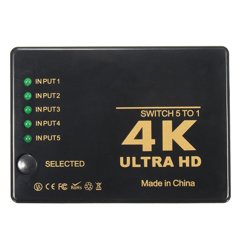 4K 5-Port 1080p HD Mutimedia Interface 3D Switcher Selector Splitter Video Hub For PS3 HDTV