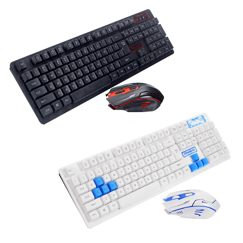 HK6500 2.4GHZ Wireless Suspension Keycap Keyboard and 1600DPI Wireless 4D Button Gaming Mouse Combo for Office PC and Laptop