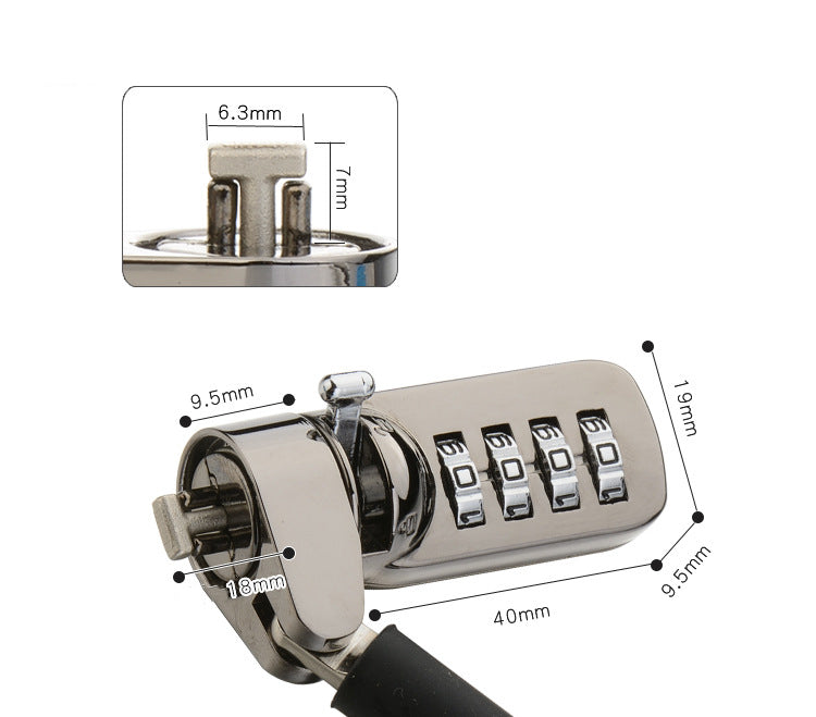 Laptop Anti Theft Lock Security Cable 4 Digit Password Protections