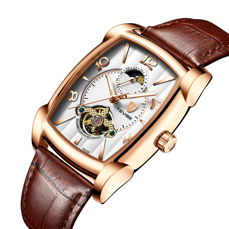 TEVISE T802B Business Style Men Wrist Watch Moonphase Date Display Automatic Mechanical Watch