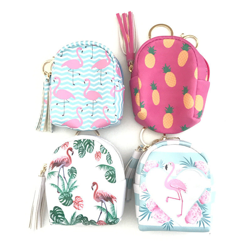 Cartoon Creative Pineapple Flamingo Fruit Coin Purse Mini Bag Data Cable Headset Storage Bag Coins Bag