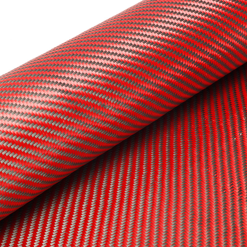 1m 3K 200g Red Carbon Fiber Hybrid Fabric Cloth Twill Weave Cloth High Strength for Building Bridge Construction Repair