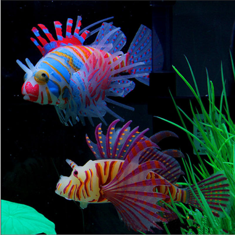 Glow In The Dark Artificial Aquarium Lionfish Ornament Fish Tank Jellyfish Decorations