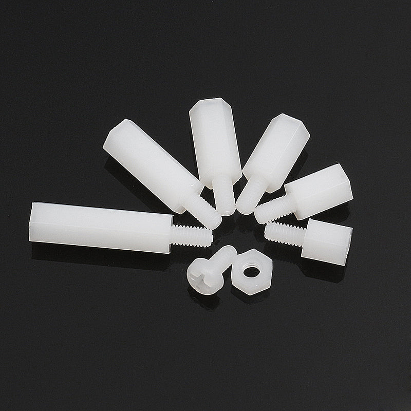 Suleve M3NH11 M3 Nylon Screw Black White Hex Screw Nut PCB Standoff Assortment Kit 180Pcs
