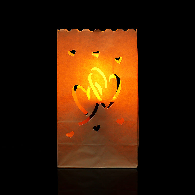 10PCS Double Heart Paper Lantern Candle Bag Tea Light Holder for Christmas Wedding Home Decoration