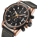 MINI FOCUS MF0175G Military Style Luminous Date Leather Strap Men Wrist Watch Quartz Watch