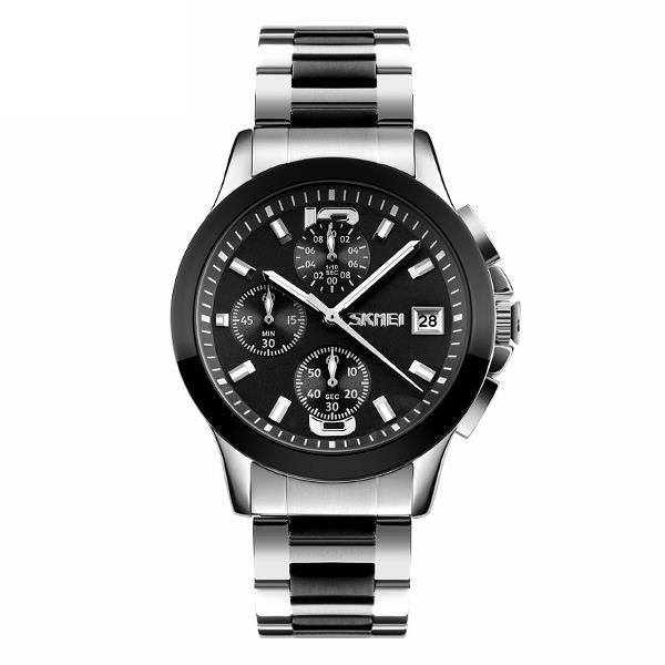 SKMEI 9126 Fashion Men Quartz Watch Classic Stainless Steel Strap Business Wristwatch