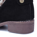 Winter Warm Women Chunky Cut Out Booties Slip On Ankle Boots Low Mid Heel Flat Shoes