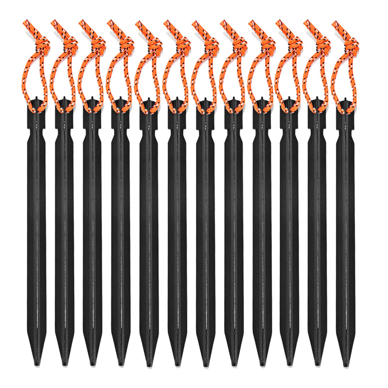 12PCS Aluminum Alloy Tent Nail Pegs Stakes With Rope Lightweight Camping Outdoor