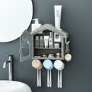 Dust-Proof Punch Free Toothbrush Holder with Cups Automatic Toothpaste Squeezer Dispenser Hair Dryer Holder Rack Home Storage Organizer Set