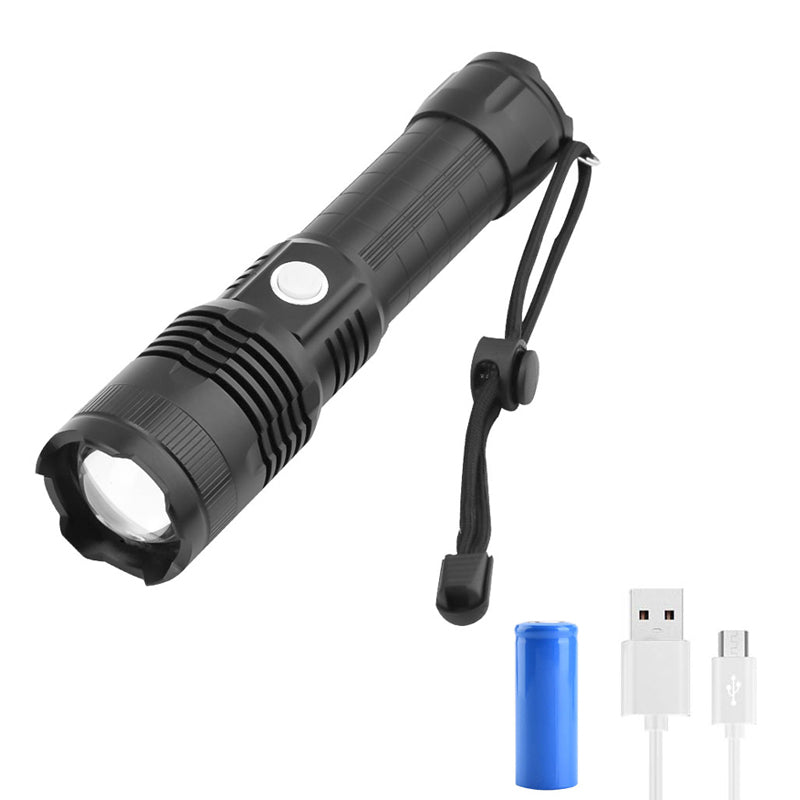 XANES P50 Super Hightlight Zoomable Flashlight USB Charging 5 Modes Torch Light 26650 Battery