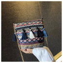 Women Ring Handle Straw Bucket Barrel Bag Beach Pouch Rattan Messenger Handbag Tote Outdoor Travel