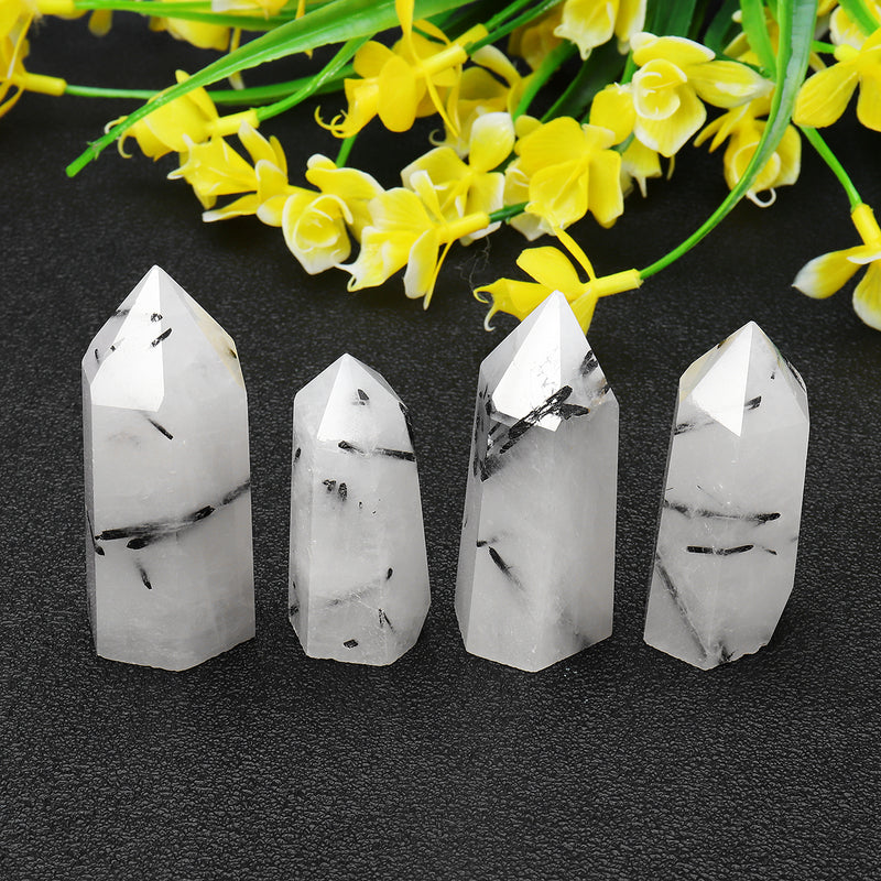 Natural White Black Natural Quartz Crystals Point Healing Rock Stone Gifts Home Decorations