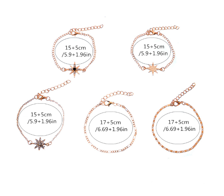 European And American Fashion New Full Diamond Cool Bracelet Set Ornament