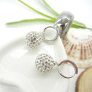 Silver Plated Zircon Ball Dangle Drop Hoop Earrings Women Jewelry
