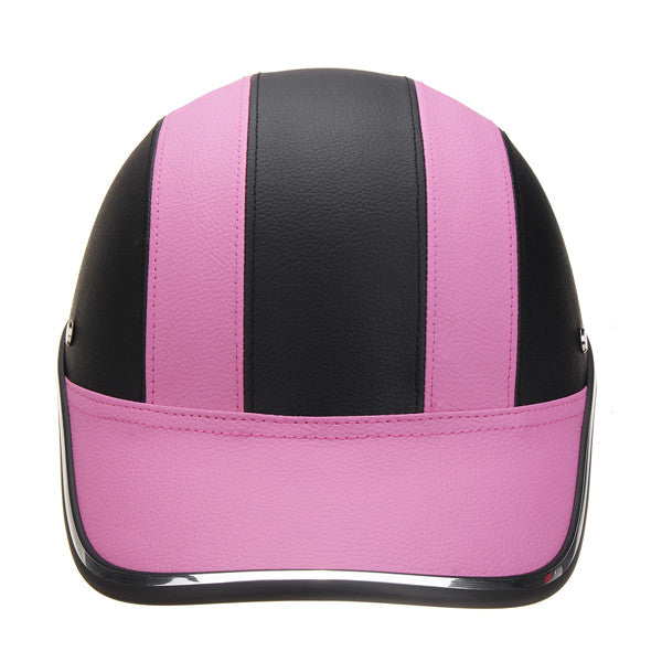 Black & Pink Anti-UV Motorcycle Bike Scooter Half Helmet Baseball Cap Hard Hat