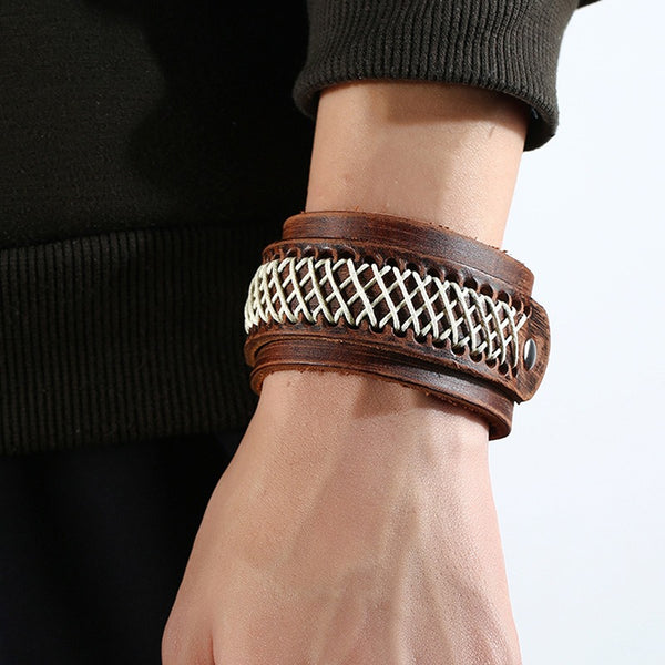 Retro Wide Version Bracelet Soft Leather Vintage Bracelet Black Brown Bracelet For Men