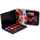 Popfeel 15 Colors Lip Gloss Palette Professional Nude Lipstick Tint Mini Makeup Plate