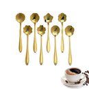 KCASA KC-FS04 Gold Flower Shape Stainless Steel Coffee Sugar Spoon Tea Spoon Ice Cream Tableware