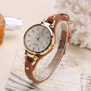 Fashion Colorful Leather Band Women Simple Dial Rose Gold Case Quartz Watch