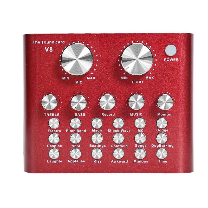 Bakeey V8 Pro Sound Card Audio External USB Headset Microphone Live Broadcast Sound Card for Mobile Computer Audio Interface