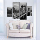 Miico Hand Painted Four Combination Decorative Paintings New York Bridge Wall Art For Home Decoration