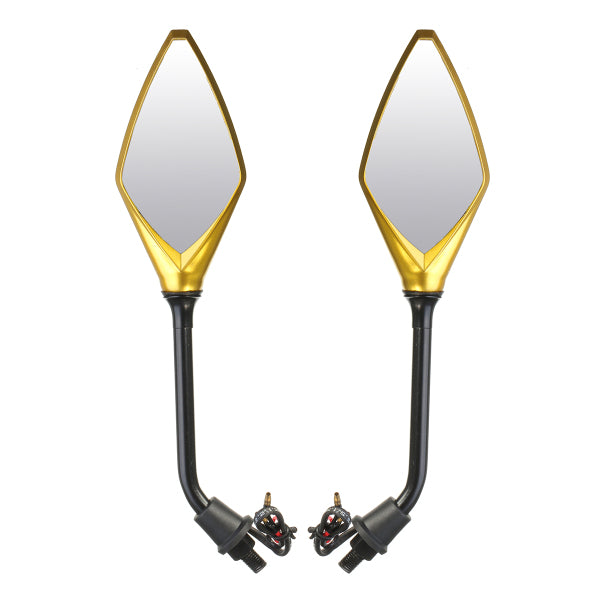 8mm 10mm Pair Motorcycle Rear View Mirrors Side Wind 12V LED Indicator Light Turn Signal