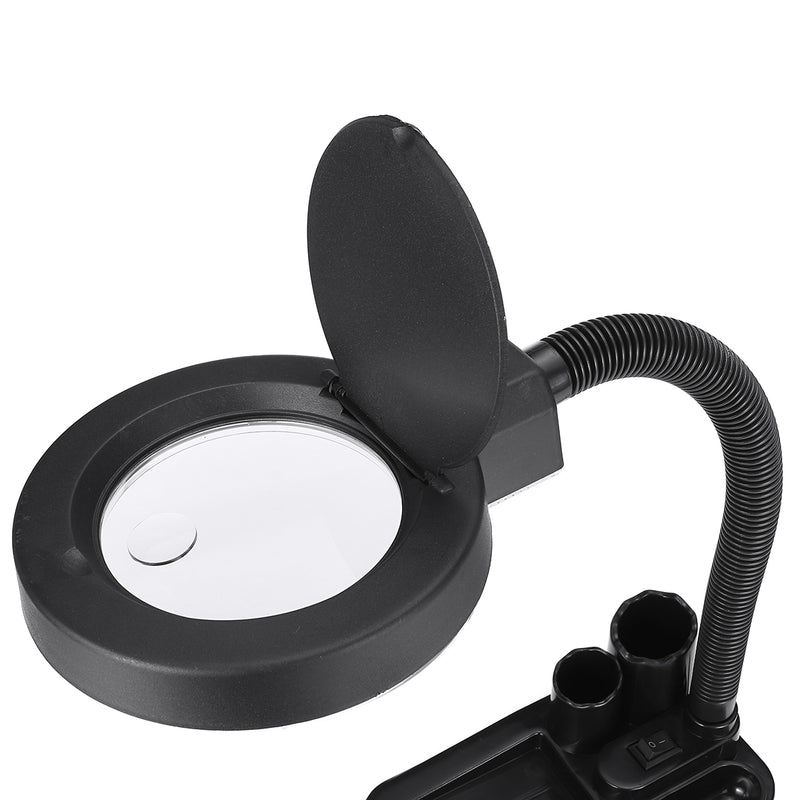 5X 10X Magnifying LED Lamp Magnifier Light Large Glass Lens Desktop Stand Craft