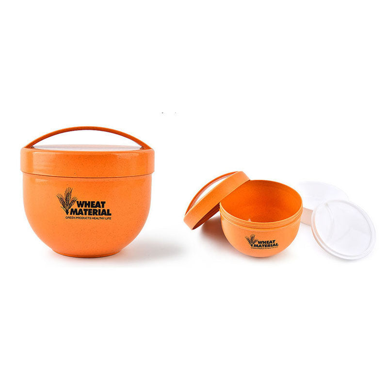 Honana 800mL Round Wheat Fiber Lunch Box Portable Eco Friendly Healthy Food Container Tote