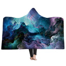 150x200CM 3D Colorful Printed Hooded Blankets Warm Wearable Plush Mats Thick Nap