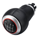 6 Speed PU Leather Black Chrome Gear Shift Knob For Audi VW