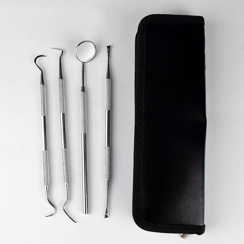 4Pcs Dental Mirror Stainless Steel Dental Tools Kit Mouth Mirror Dental Kit Instrument Dental Pick