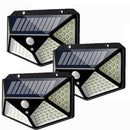 3pcs 100 LED Solar Powered PIR Motion Sensor Wall Light Outdoor Garden Lamp 3 Modes