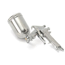 400ML Suction Feed Paint Gravity Spray Sprayer 1/4" Air Hose Fitting Heavy Duty Gravity Feed Dual Action Spray G un Kit Nail Tool (Color: Silver)