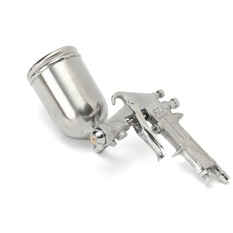 400ML Suction Feed Paint Gravity Spray Sprayer 1/4" Air Hose Fitting Heavy Duty Gravity Feed Dual Action Spray G un Kit Nail Tool (Color: Silver)