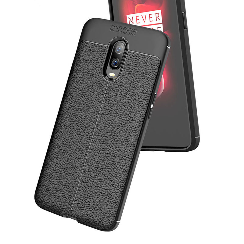 Bakeey Litchi Pattern Shockproof Soft TPU Back Cover Protective Case for OnePlus 6T