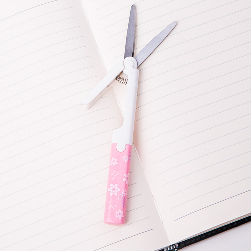 Deli 6076A Portable Scissors Cute Curved Cut Rebound Spring Multipurpose Office Scissors Stainless Steel Scissors