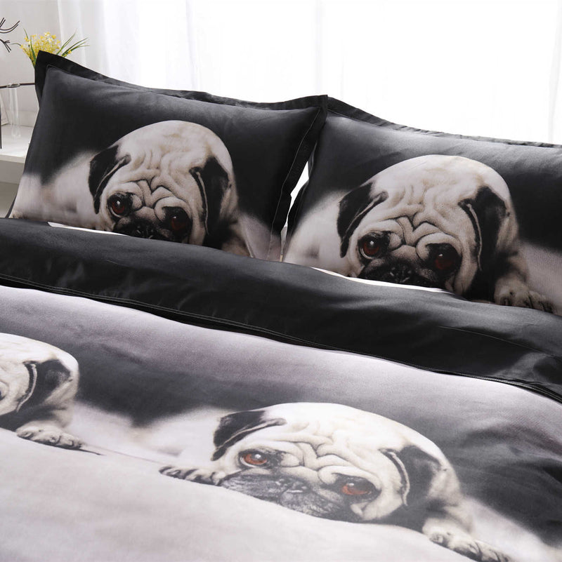 3 PCS Bedding Sets 3D Animal Lovely Dog Printing Quilt Cover Pillowcase For Full Size