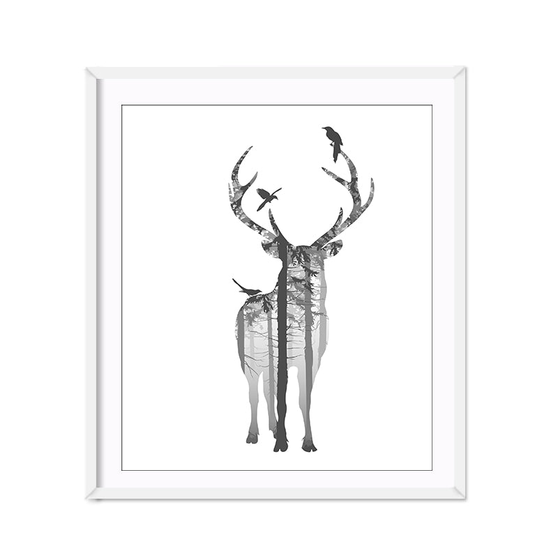 Miico Hand Painted Oil Paintings Simple Style Deer Family B Wall Art For Home Decoration Painting