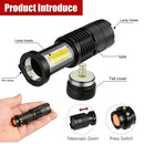 Mini T6 COB LED Flashlight Torch USB Lamp Zoomable Penlight 14500 4 Mode