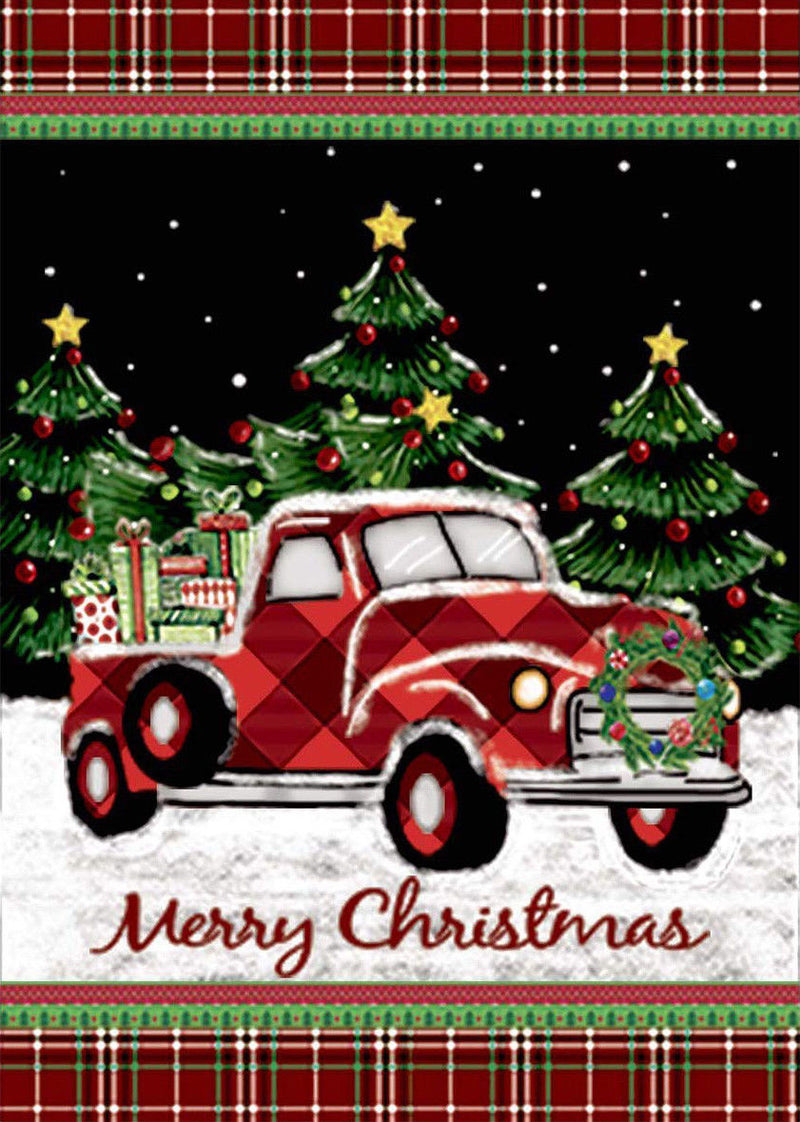 Merry Christmas Decorations Red Truck With Gifts Double Sided Winter Garden Flag