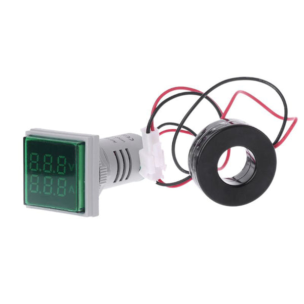 3pcs Green Light AC 60-500V 0-100A D18 Square LED Digital Dual Display Voltmeter Ammeter Voltage Gauge Current Meter