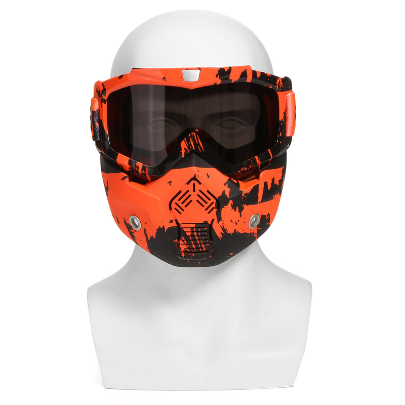 Detachable Modular Face Mask Shield Goggle Protect Motorcycle Helmet