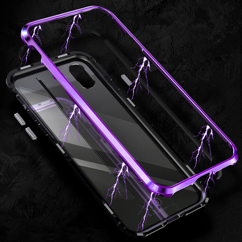 Bakeey Protective Case for iPhone XS Plating Magnetic Adsorption Metal+Clear Tempered Glass Cover