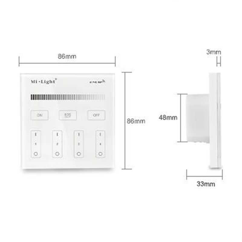 Milight T1 4-Zone Brightness Dimming Smart Panel Remote LED Strip Light Controller AC180V-240V